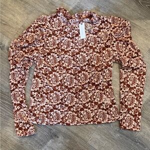 NWT Dolan Red Floral Lace Blouse